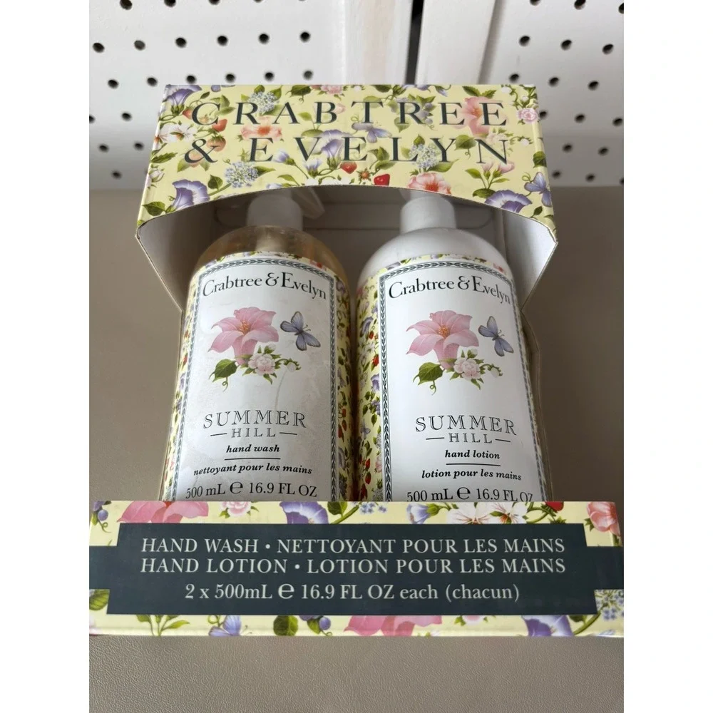 Crabtree &‎ Evelyn Summer Hill Gift Set Hand Wash and Hand Lotion 16.9 floz Pump